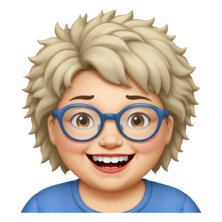 short fat lady with glasses ,crooked teeth and crazt hair sticker