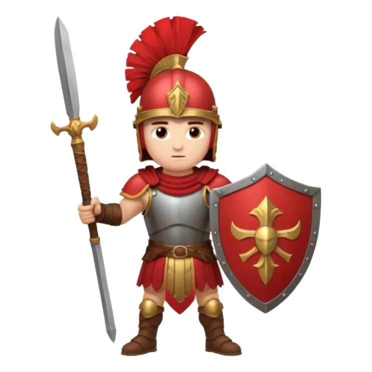 A strong Roman soldier in red-plumed helmet, bronze armor, and firm shield stance.
 sticker