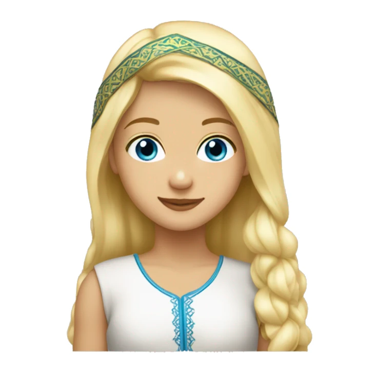 Blond girl blue eyes with moroccan boy sticker