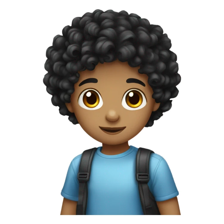 Little boy with black curly hair white  sticker