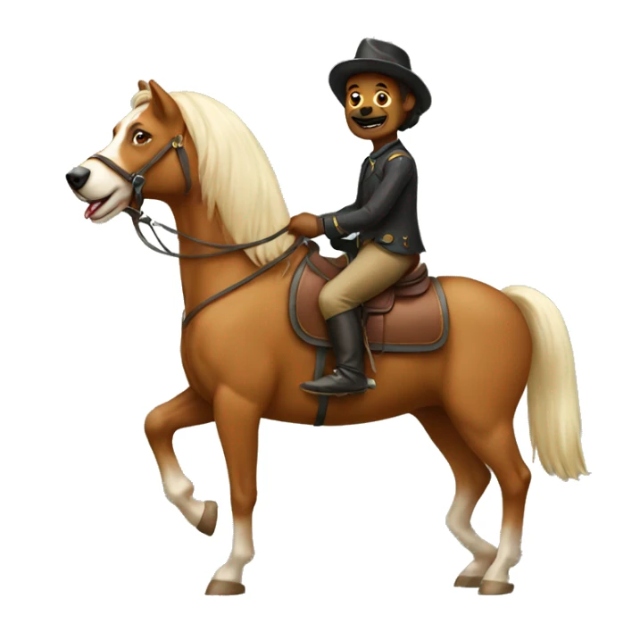 Dog riding a horse sticker