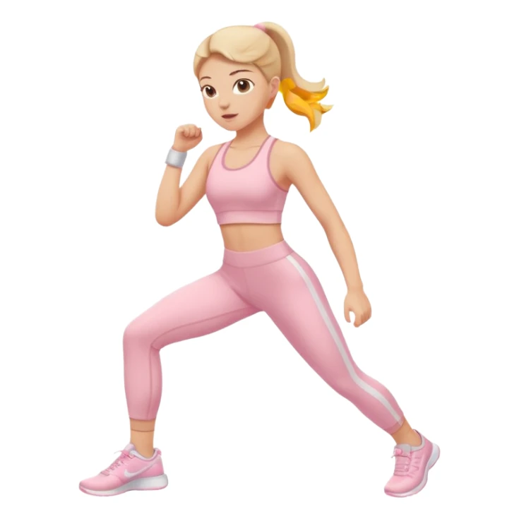 white girl  in light pink clothes exercising sticker