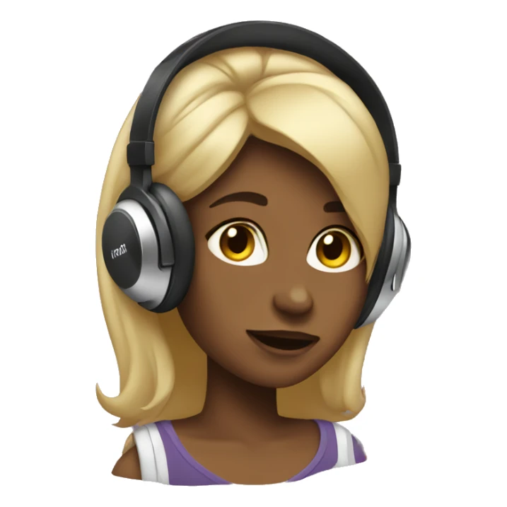 Girl listening a music on headphones  sticker