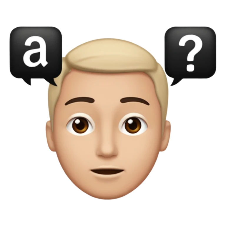 Person speaking, word saying ASK at the top sticker