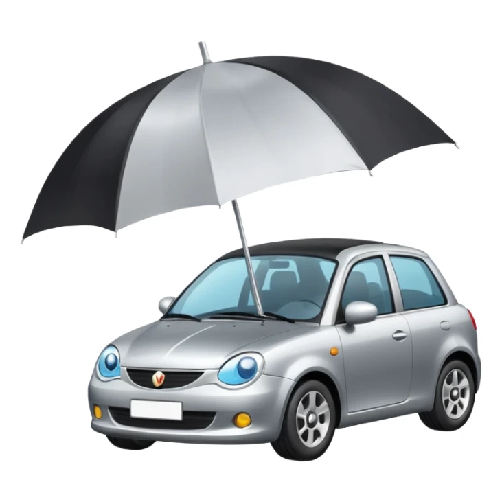 car under an umbrella, car insurance concept sticker