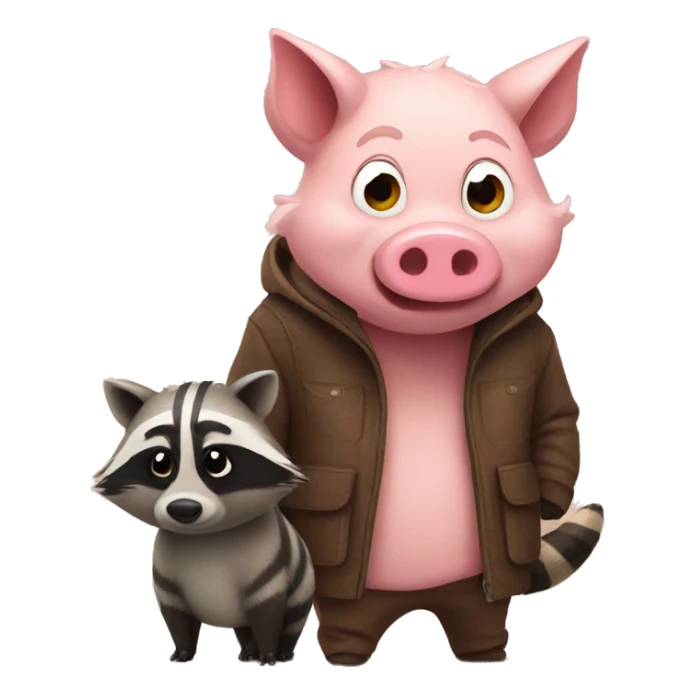 Piggy and raccoon  sticker