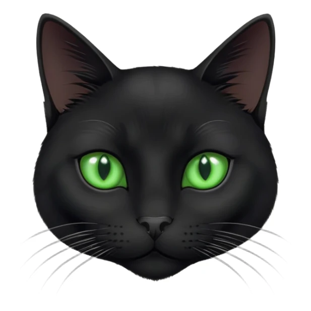Head of Black cat with green eyes sticker