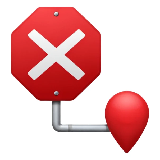 Slack emoji icon speech bubble with red stop sign and small globe or external link symbol, conversation blocked by external party, minimalist easy to recognize sticker