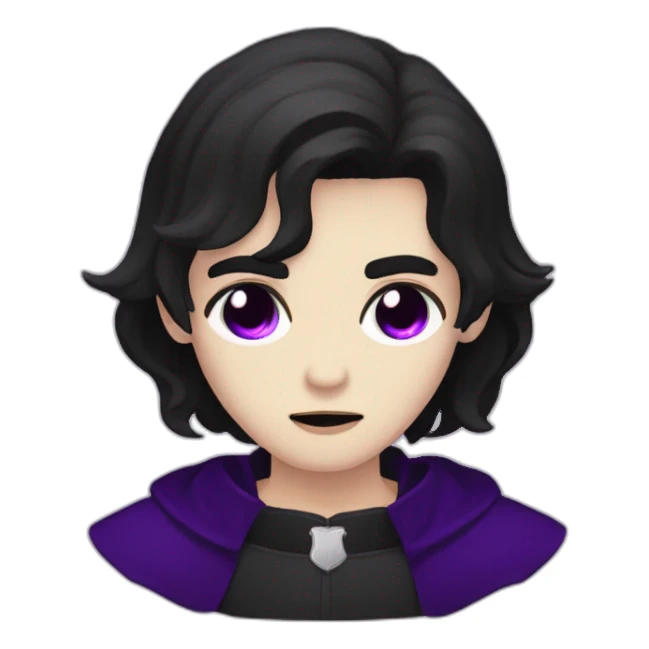 pale handsome sad vampire priest with short wavy black hair and violet eyes sticker