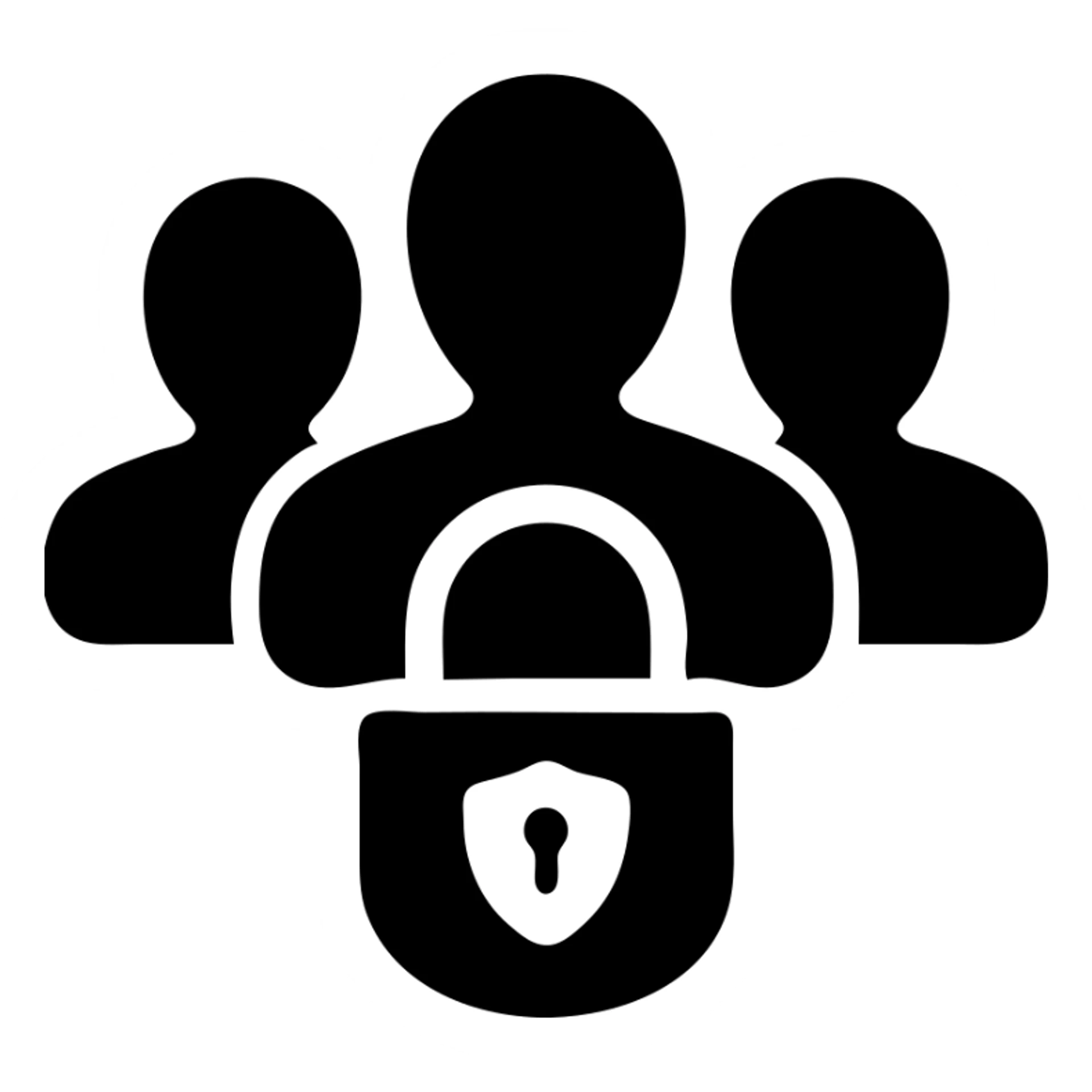 Secure private group chat with silhouettes of multiple people sticker