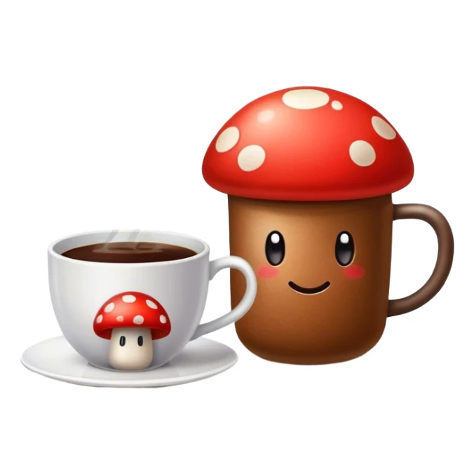 mushroom in coffee with a basketball next to cup  sticker