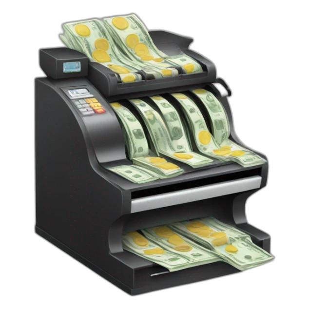 cash register overflowing with money sticker