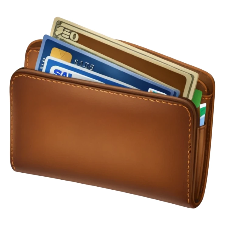 portefeuille marron avec pleins de billet et carte bancaire sticker