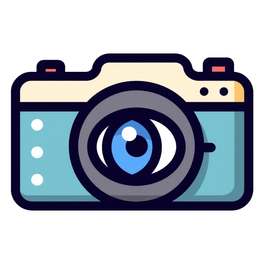 camera with an eye in the middle of the lens sticker