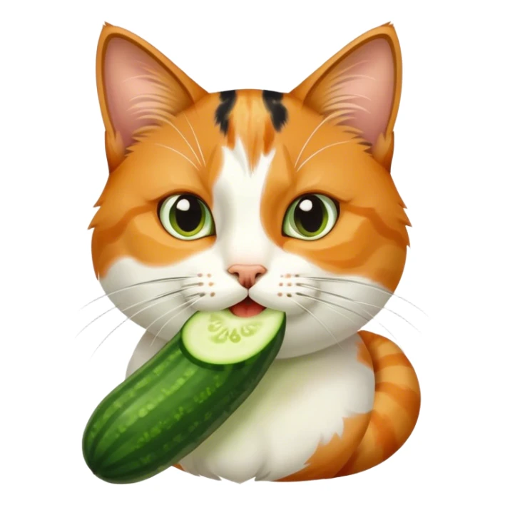 Make a cat and a with 🥒in the mouth  sticker