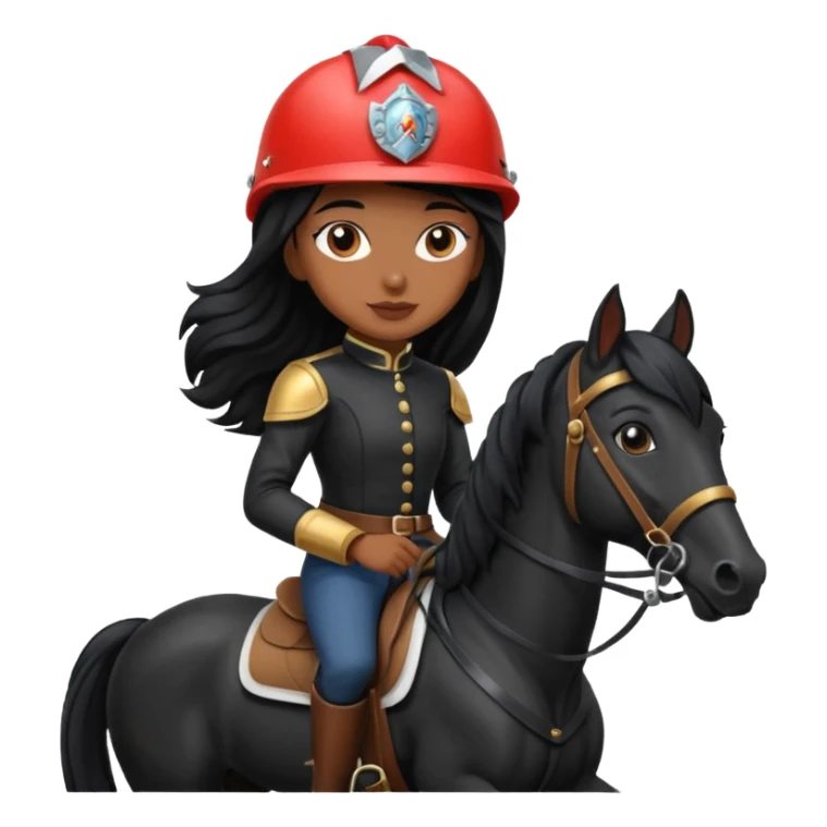 Brown girl on black horse  sticker