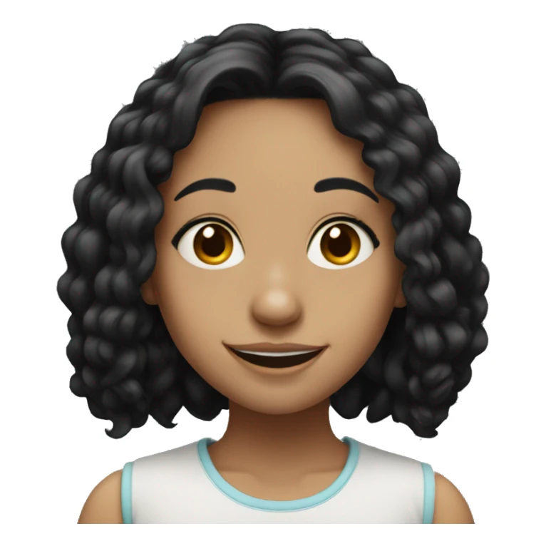 Girl with black hair with nose piercing smiling sticker