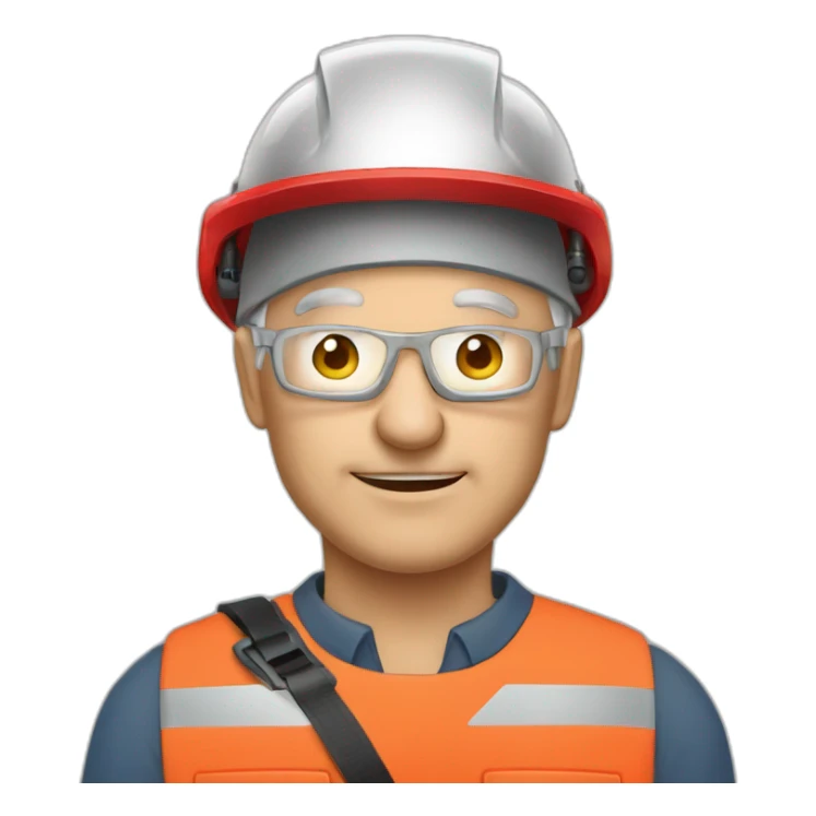 Industrial professional senior mechanical fitter working with a helmet red and red clothing sticker