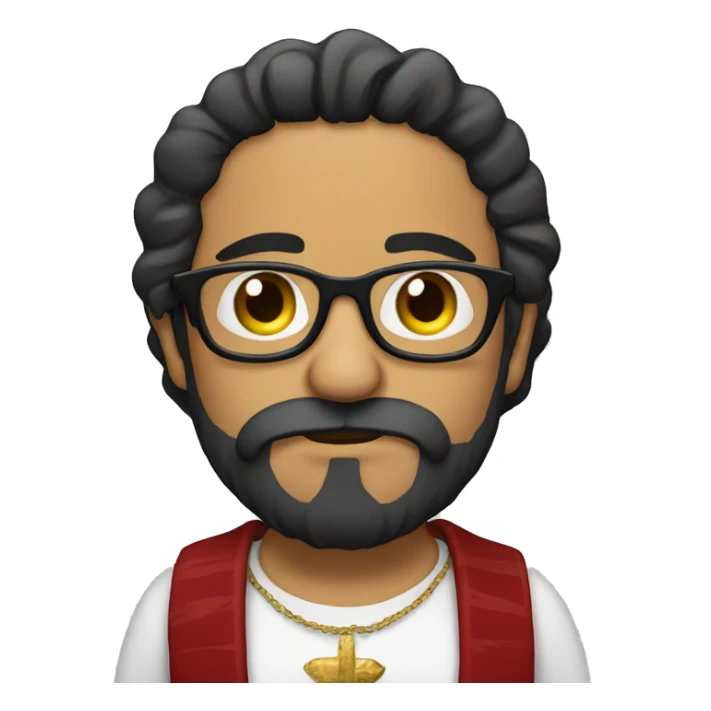 Mexican man with beard and glasses and cross necklace picking his nose sticker