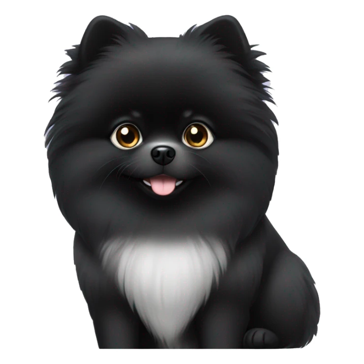 A black pomeranian with a white breast and white eyebrows sticker
