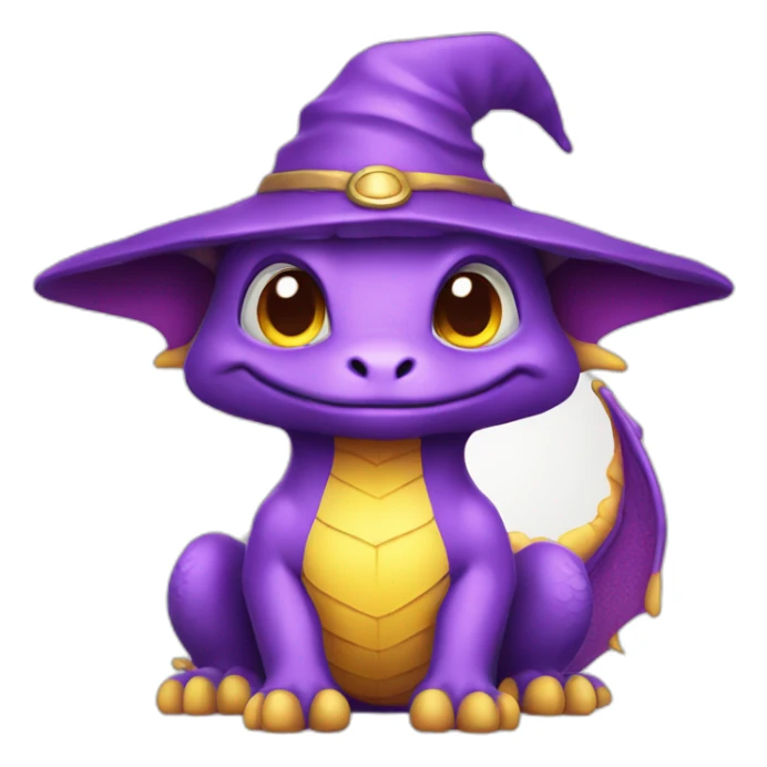 cute purple dragon with yellow eyes wearing wizard hat sticker