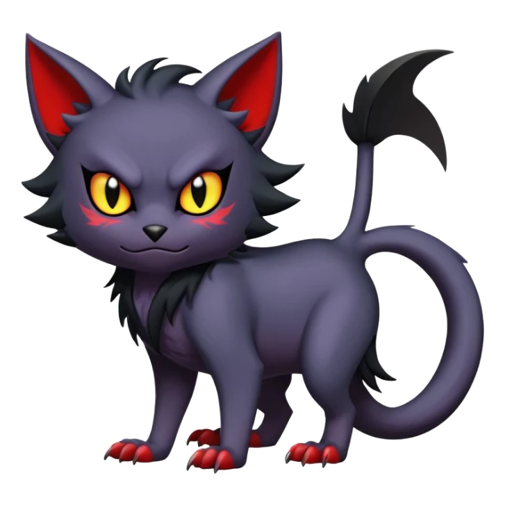 Vampiric feral emo dark Litten-Noibat-Fakémon-hybrid-creature (full body) sticker