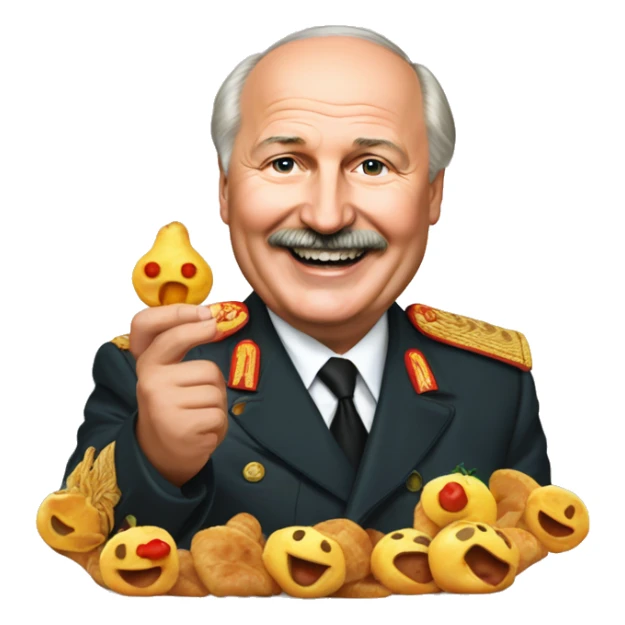 Very happy Alexandr Lukashenko with Kartoffeln in his hands sticker