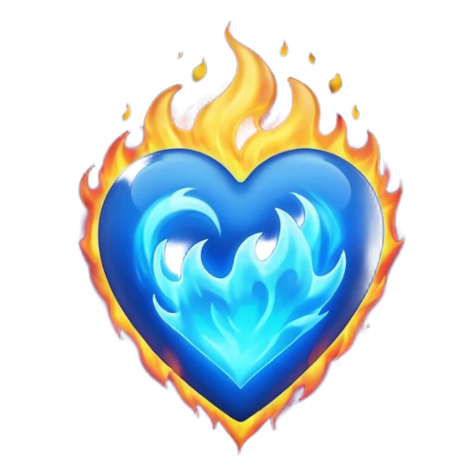 Emoji style Blue fire heart  sticker