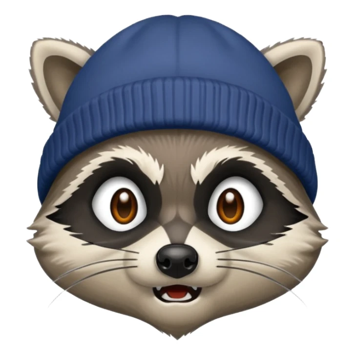 Angry Raccoon bandit with beanie hat sticker