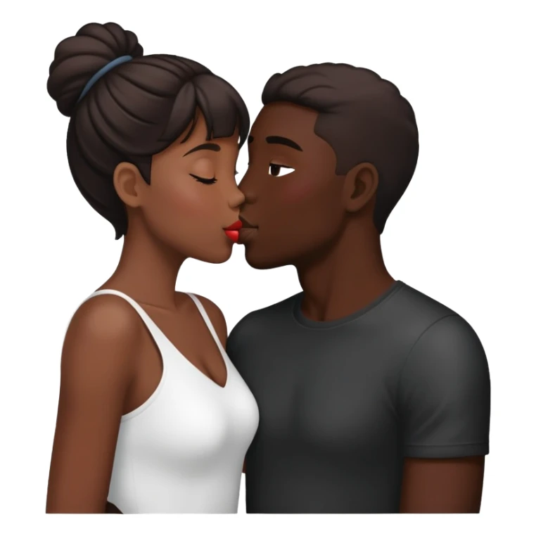 Two attractive people in love kissing, black sticker