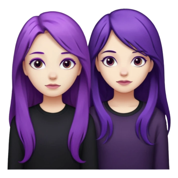 faz duas raparigas menos gótica mas com cabelo roxo comprido e outra cabelo roxo mais escuro e camisola preto sticker