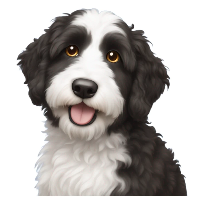 Black and white Aussiedoodle one blu eye, one brown eye  sticker