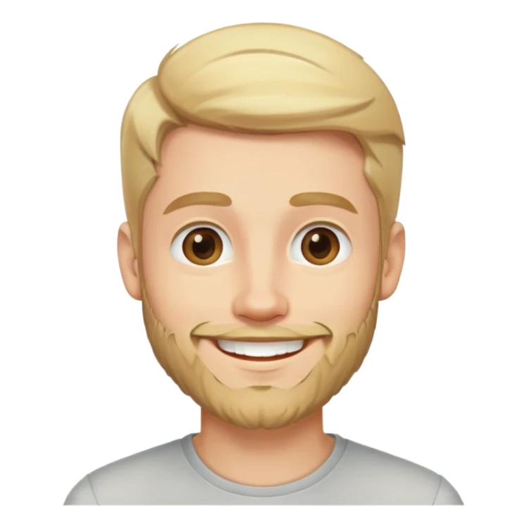 young man with blonde hair and medium beard smiling happily sticker