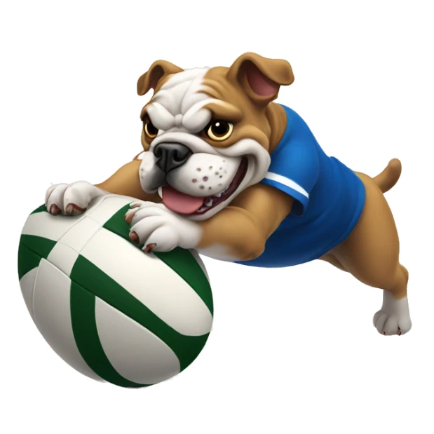 bulldog kicking rugby ball sticker
