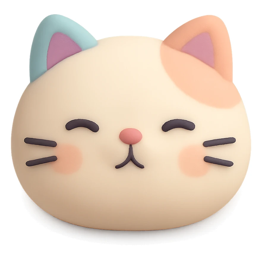 cat face, mochi illustration style sticker