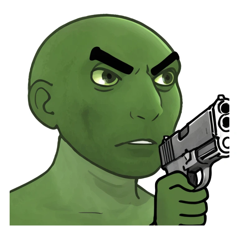 Person with gun to head sticker