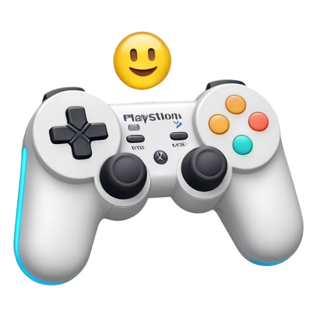 Clash of Clans aesthetic: Cinematic Playful PlayStation Move Controllers Portrait Emoji, rendered in a 3D vector-style similar to standard emojis with minimal shading and bold, simplified shapes. A compact, distinct form with signature details, softly glowing with a cutting-edge console technology charm. Simplified yet unmistakably iconic, highly detailed and consistent, glowing with a soft radiance and high shine. Stylized with a touch of technological advancement and a soft glowing outline, capturing the essence of a beloved gaming relic with a friendly, playful manner! sticker