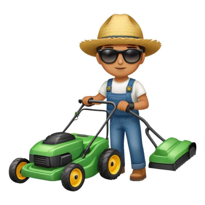 Mexican kid wearing sunglasses with lawnmower sticker
