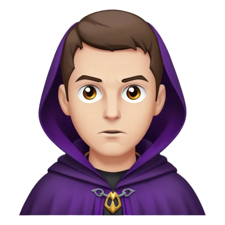 Amycus Carrow in harry potter, a man thin, brown hair, crew cut hair, look evil, dark purple cloak sticker