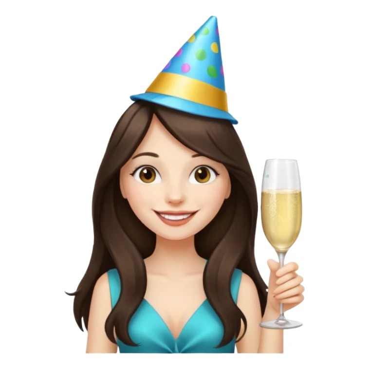 white happy long haired brunette girl partying sticker