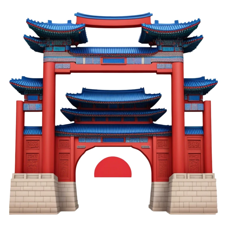 ​Cinematic Realistic Gwanghwamun Gate, depicted as a majestic historic gateway with traditional Korean architectural details, vibrant red and blue accents, and intricate carvings, set against a backdrop of modern Seoul under dynamic, natural lighting that highlights its timeless grandeur, sticker