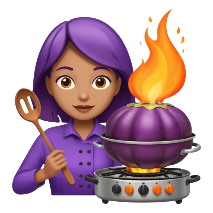 Seductively cooking an eggplant. It is getting hot in here. 🔥  sticker