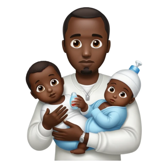 P diddy holding a baby with baby oil in his hand sticker