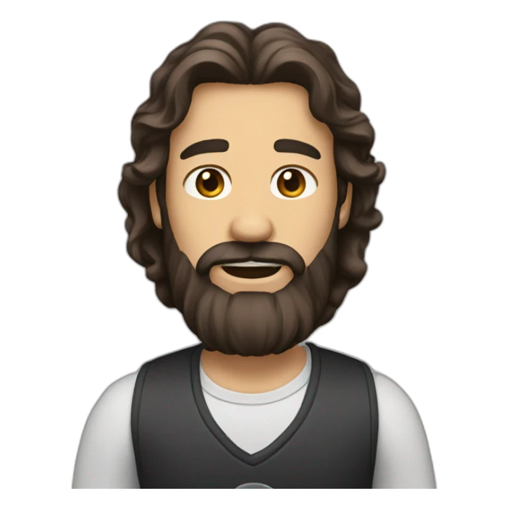 A man with microphone and long brown beard and dark hair sticker