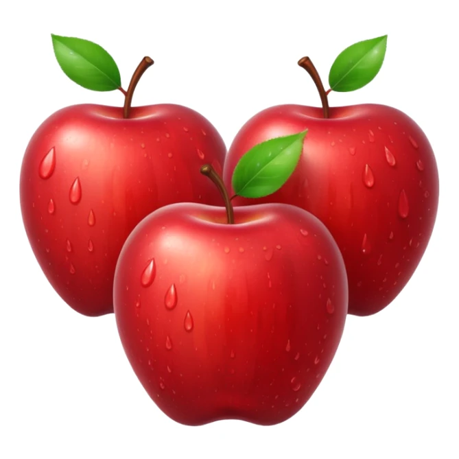 3 bi red apples with water drops on them sticker