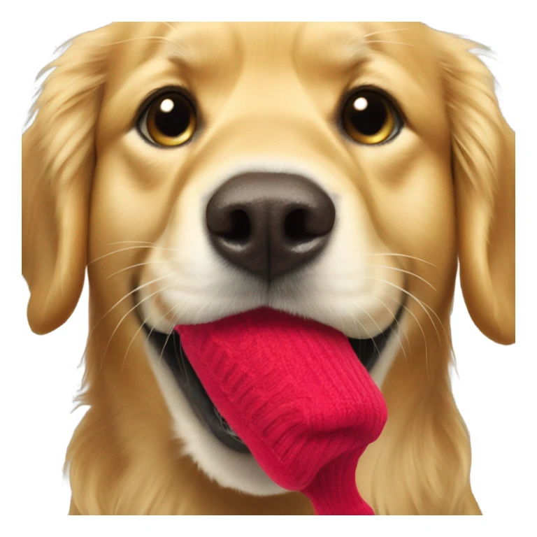 Golden retriever with sock dangling from mouth sticker