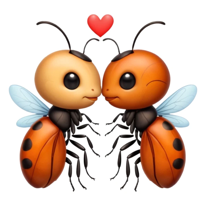 Two cute little bug, giving each other a kiss, and some words that say "Te amo mi bichín"  sticker