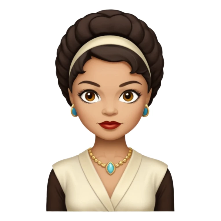 Eartha Kitt with dark brown hair, ivory outfit sticker