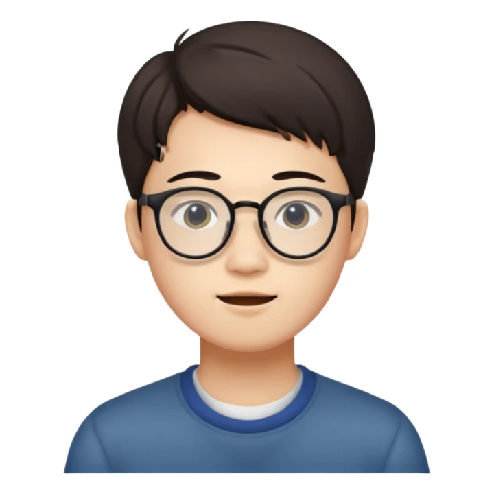 young 23 years old, chinese white man wearing glasses with small mouth sticker