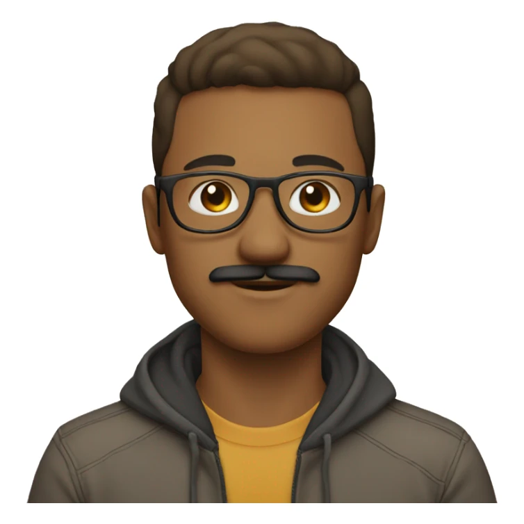 young man with moustache, light brown air and glasses sticker
